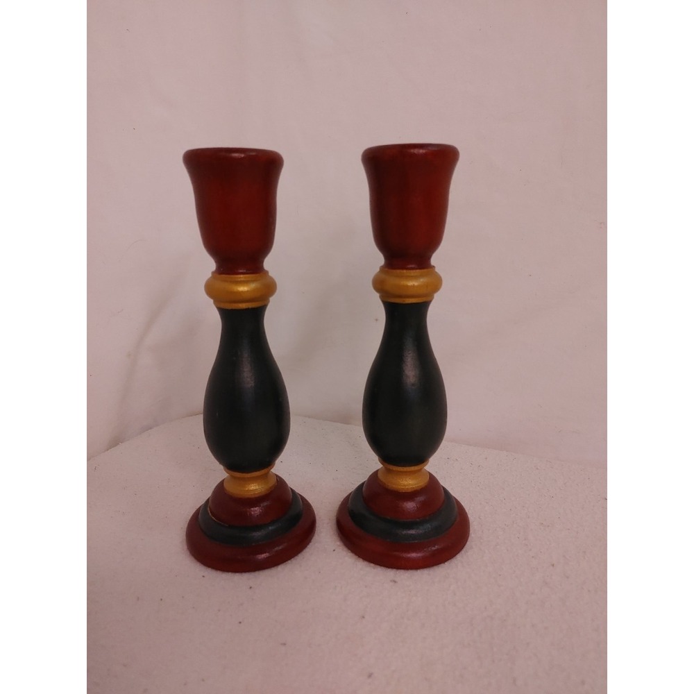 Two 6.5" Wooden Candle Holder Unbranded To Hold Candles‎ Christmas 🎄